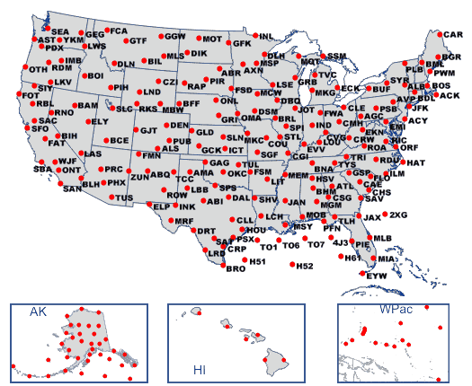 Weather observation across the U.S. 