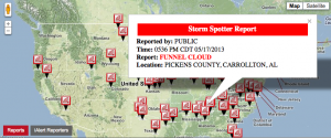 Real-time Local Storm Report Map