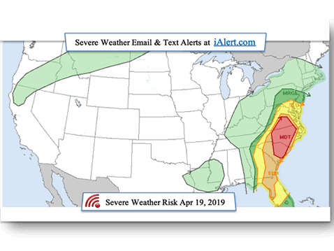 iAlert.com Severe Weather Risk Map April 19, 2019 Featured