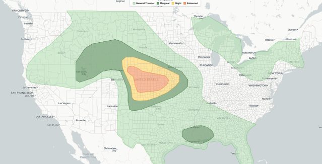 entral Plains severe weather outlook for June 20, 2026 showing the SPC Day 1 Enhanced Risk over eastern Colorado, western Kansas, and southern Nebraska