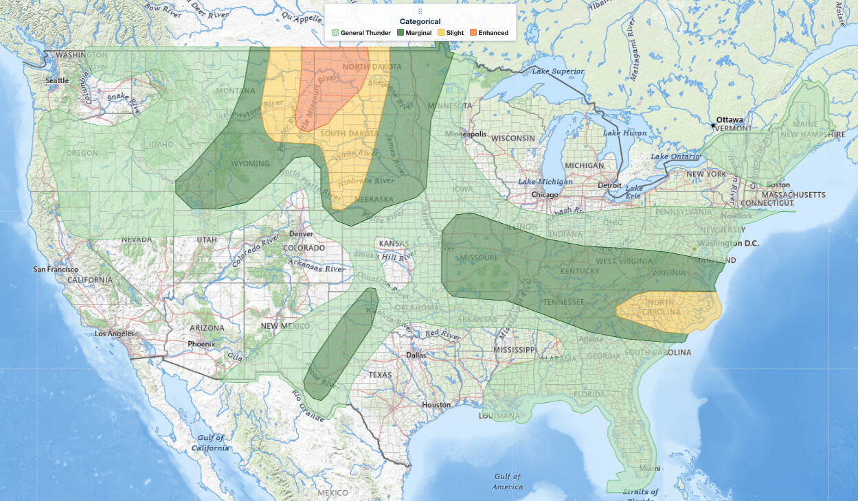 Montana severe thunderstorms: NOAA Storm Prediction Center Enhanced Risk outlook for June 27, 2026, covering eastern Montana and western North Dakota with very large hail and 80-plus mph wind potential