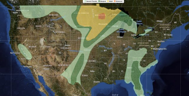 NOAA Storm Prediction Center severe weather outlook map for June 29, 2026, showing Northern Plains severe weather risk areas across the Dakotas, Minnesota, and the Upper Midwest.