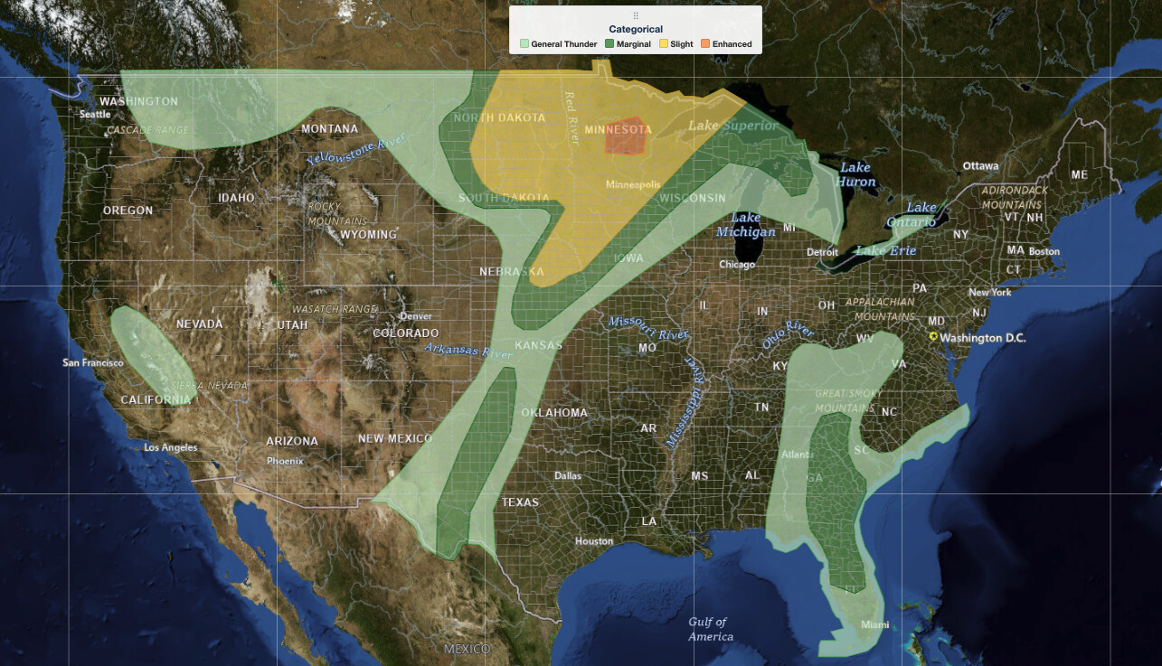 NOAA Storm Prediction Center severe weather outlook map for June 29, 2026, showing Northern Plains severe weather risk areas across the Dakotas, Minnesota, and the Upper Midwest.