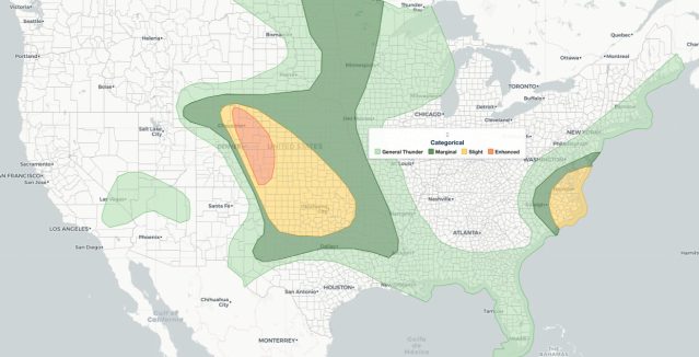 Severe thunderstorms June 23 SPC Enhanced Risk outlook map