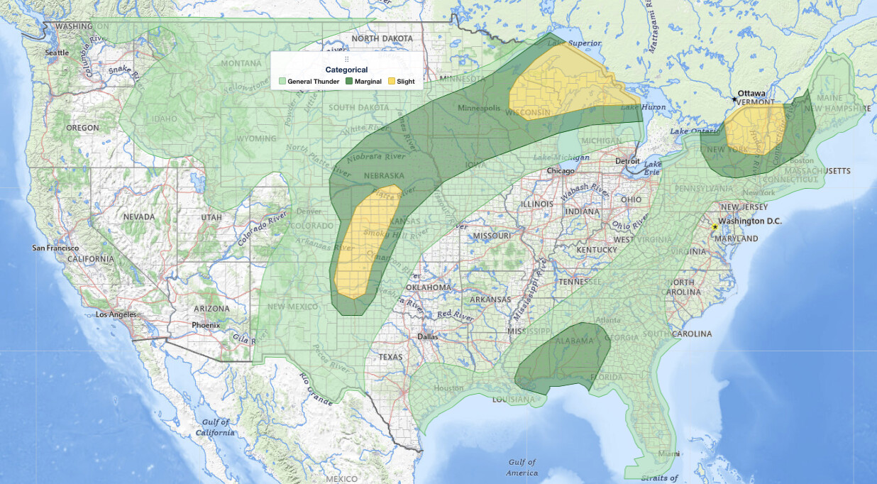 Severe Thunderstorms Wisconsin Michigan Upper Peninsula and Northeast under SPC Slight Risk outlook map for June 30, 2026