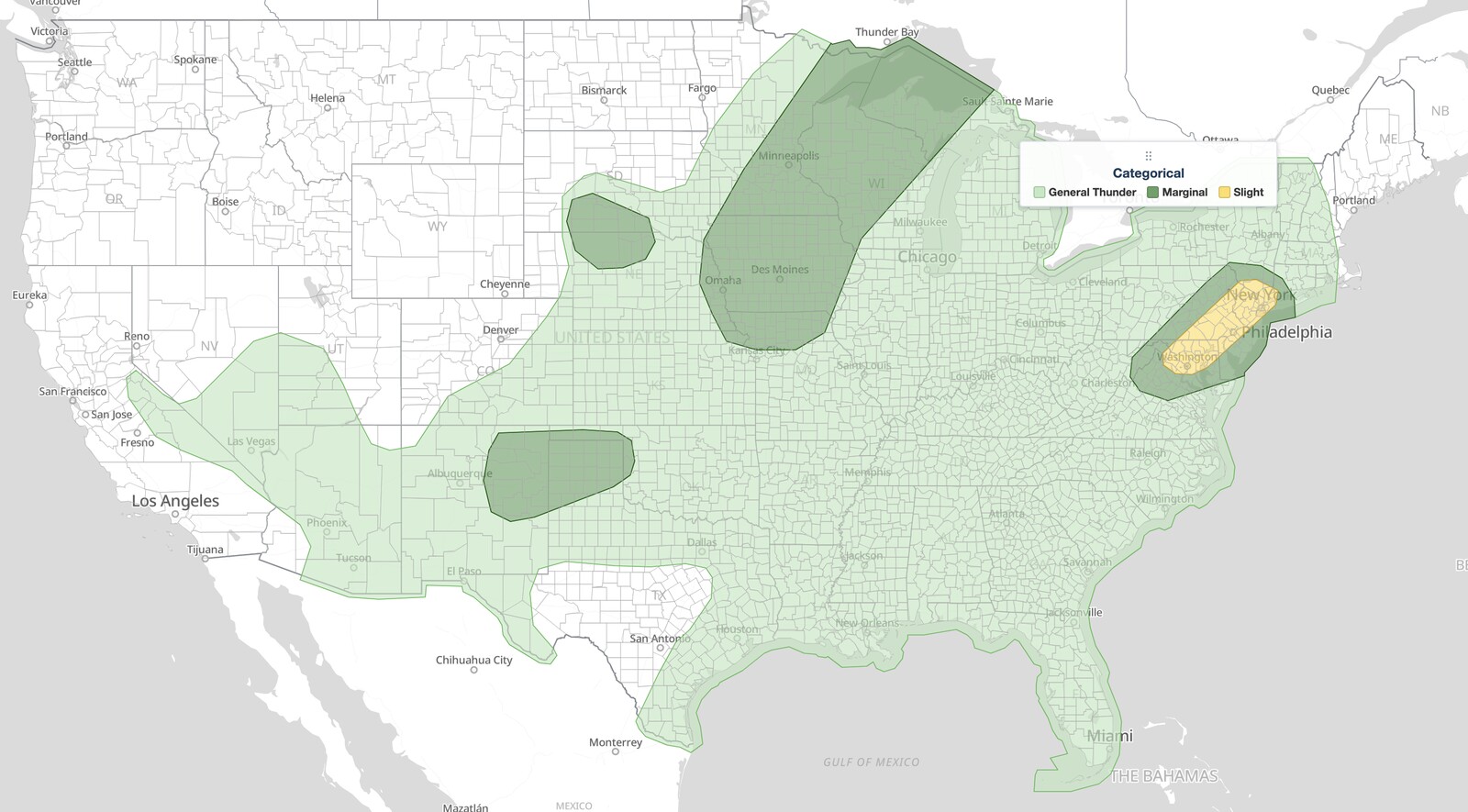 Mid-Atlantic severe thunderstorms SPC Day 1 categorical risk map for August 7, 2026, showing a Slight Risk from Washington DC through Baltimore and Philadelphia to New York City