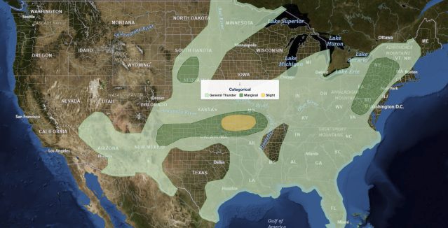 Ozarks severe thunderstorms Slight Risk on the NOAA Storm Prediction Center Day 1 categorical outlook for August 6, 2026, covering southeast Kansas, northeast Oklahoma, southwest Missouri and far northwest Arkansas