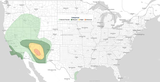 Arizona severe thunderstorms: SPC Day 1 outlook map with an Enhanced Risk over Flagstaff and Prescott, October 21, 2026