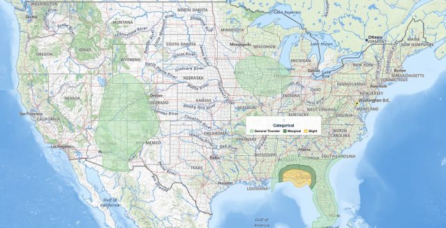 Florida Panhandle tornado risk map: SPC Day 1 outlook for October 9, 2026 showing a Slight Risk (level 2 of 5) over the Florida Panhandle, southeast Alabama and southwest Georgia as Hurricane Isaias nears