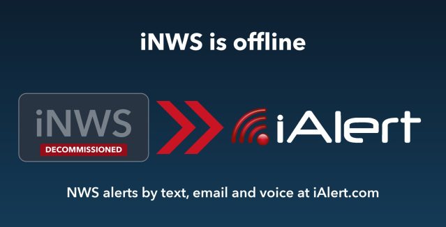 iNWS decommissioned: NWS alerts by text, email and voice continue with iAlert